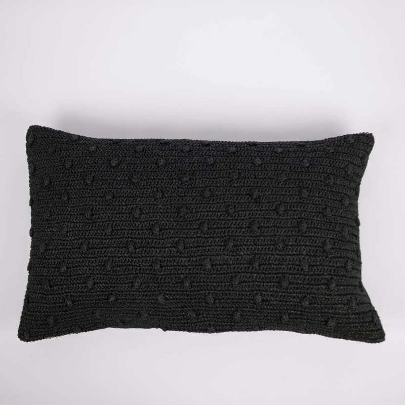IBIZA CUSHION COVER RAFFIA BLACK     - CUSHIONS